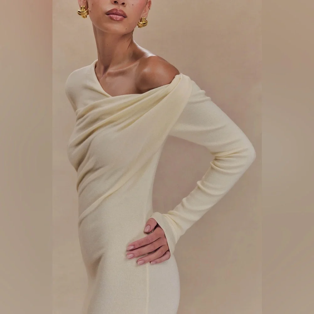 Meshki Culver Cream One Shoulder Dress - Picture 3 of 4